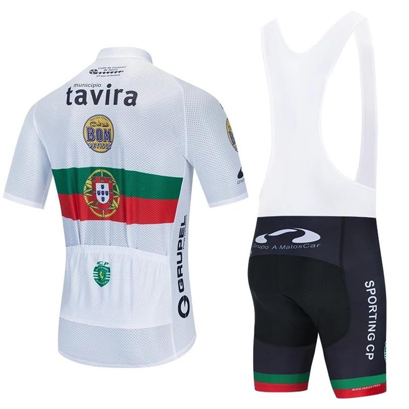 2022 팀 Tavira 짧은 슬리브 사이클링 저지 19D 패드 바지 슈트 남자 여름 MTB Pro Bicycling Shirts Maillot Culotte Wear236L
