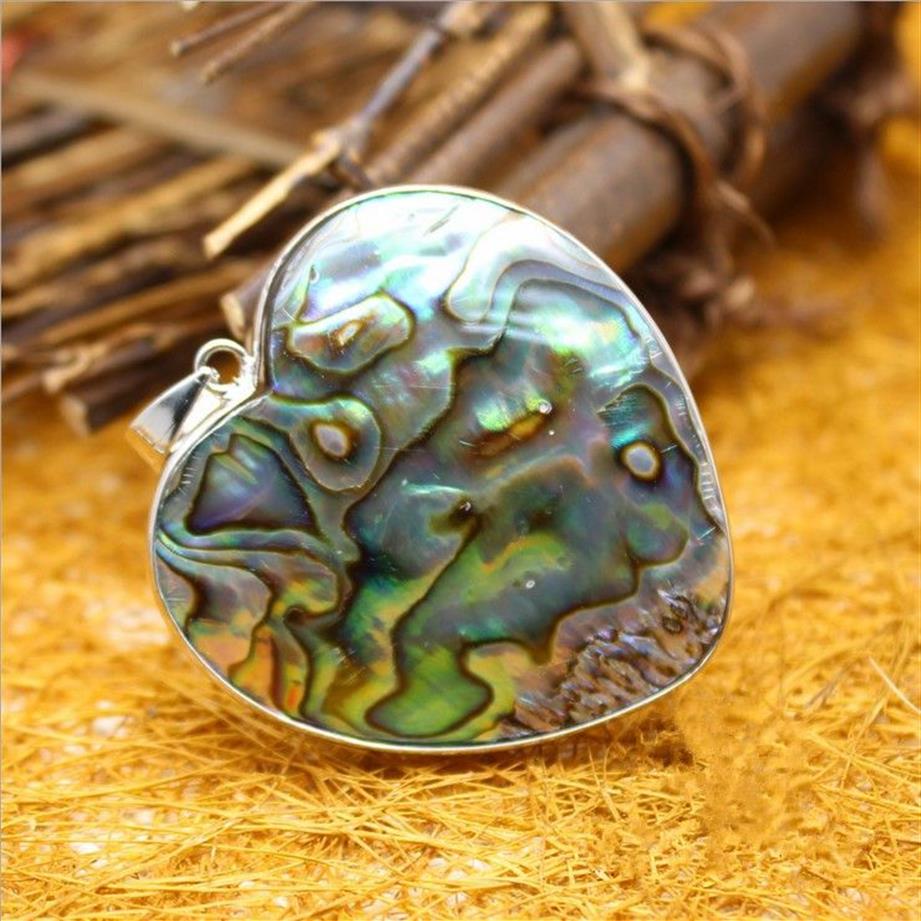 HOPEARL Jewelry Einfacher Herz-Anhänger-Charm für die Halskettenherstellung, Abalone-Paua-Muschel, Cabochon, eingelegt, 6 Stück270n