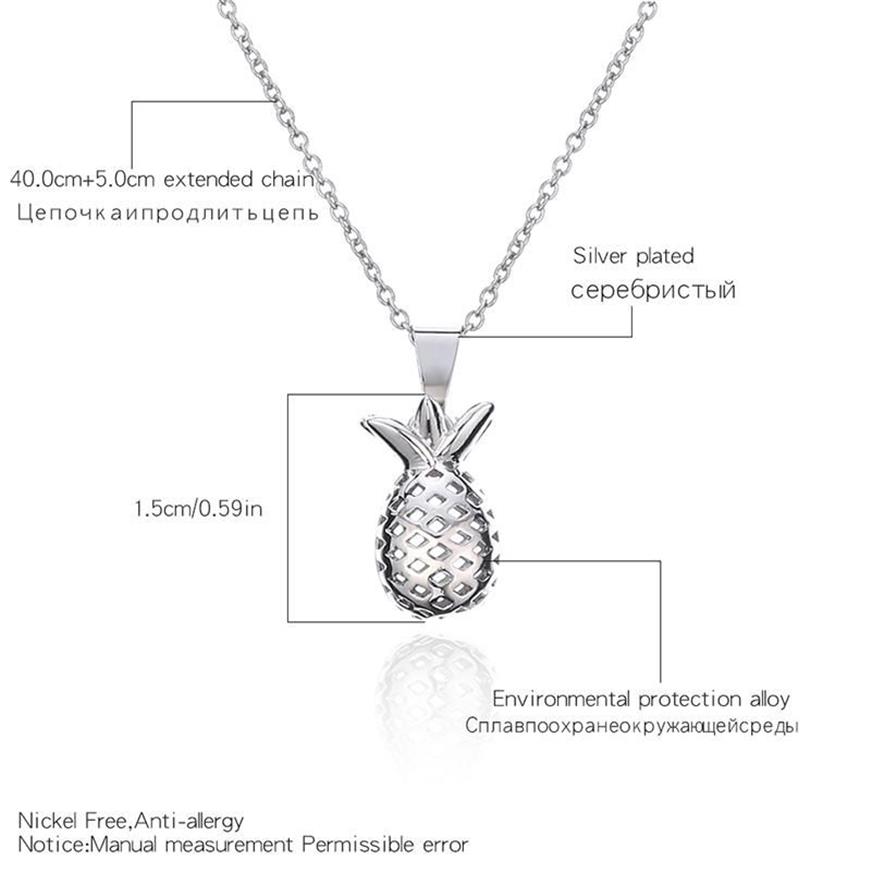 Pendentif Colliers Mignon Argent Plaqué Fruits Ananas Pendentifs Belle Style Doux Bijoux Ras Du Cou Pour Les Femmes Cadeaux De Fête 2573