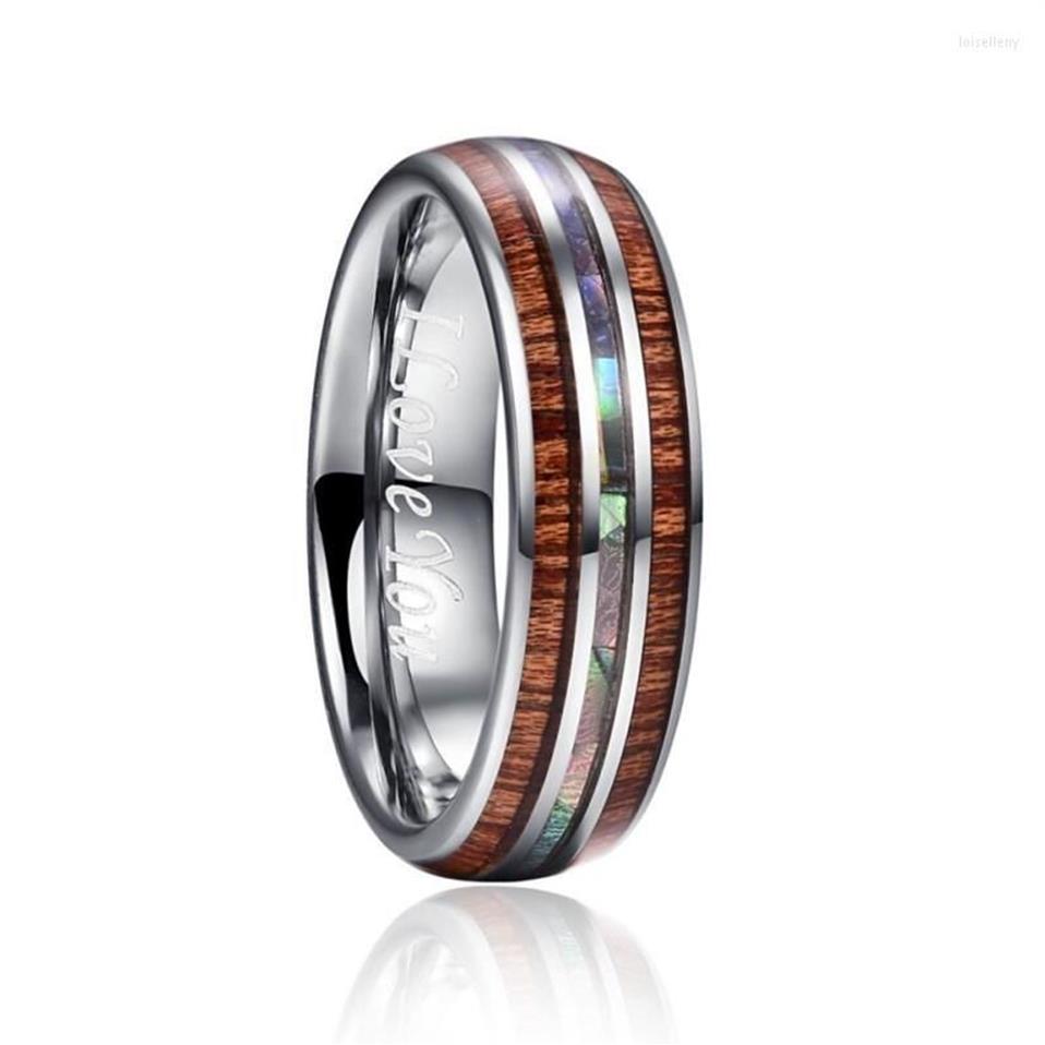 Anéis de casamento 6mm madeira koa havaiana e concha de abalone carboneto de tungstênio para mulheres homens casamento lois223471