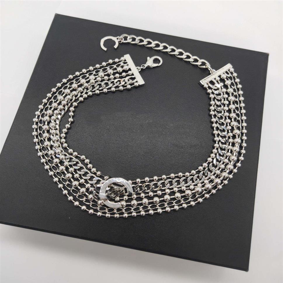 2022 Toppkvalitet Charm Pendant Halsband med sex lager pärlor choker design i platina färg pläterad för kvinnor bröllop juvelen gåva296f