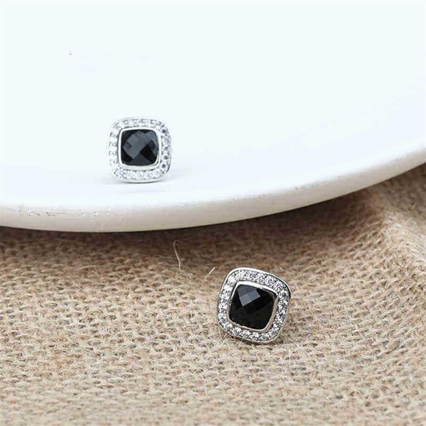 Zircon Bijoux Faux Qualité Boucle D'oreille Mode Diamant Femmes Haute Designer Onyx Noir avec Boucles D'oreilles Stud Design Bijoux De Mariage257Z