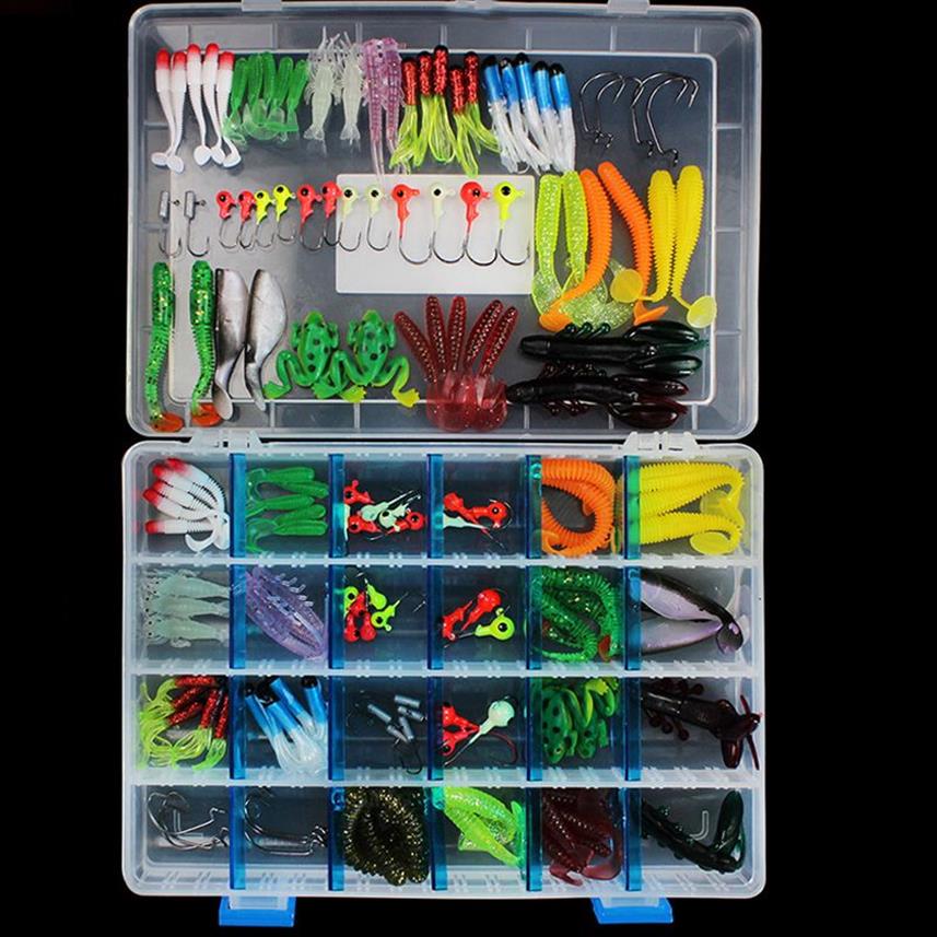 Soft Lure Set Sea Fishing Tackle Fishing Lure Silicone Bait Soft Worm Shrimp Carp Accessories210J