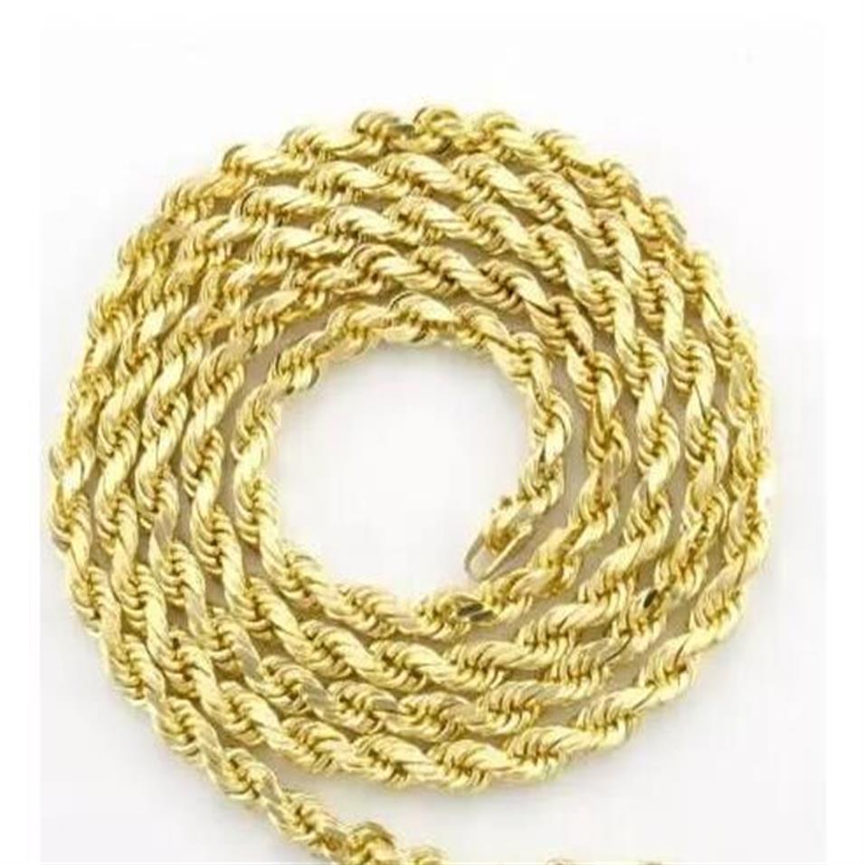 Collana a maglie a catena con corda e taglio a diamante, placcata in oro giallo 10k, SPESSORE da 7 mm, da uomo 24 282D