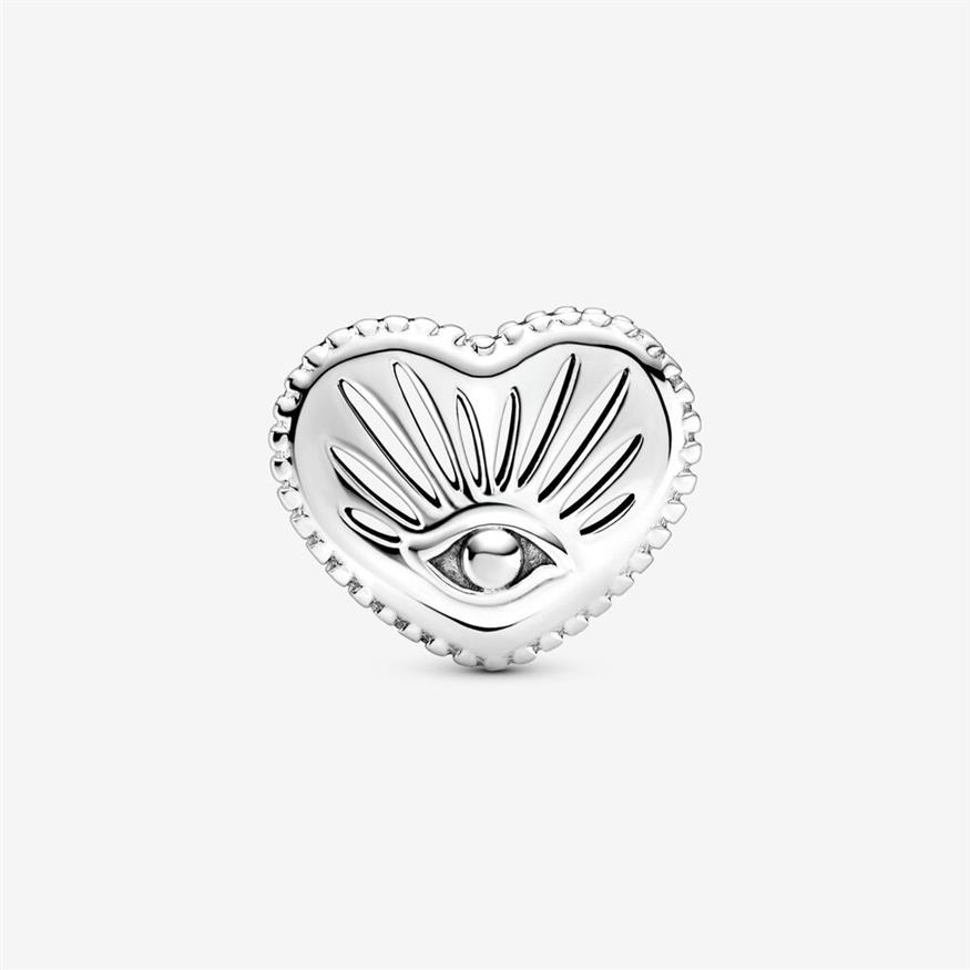 100% 925 Sterling Silver All-Seeing Eye Heart Charms Fit Original European Charm 팔찌 패션 여성 결혼 약혼 보석 303J