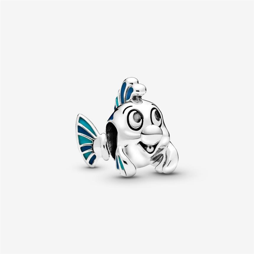 New Arrival 100% 925 Sterling Silver The Little Mermaid Flounder Charm Fit Original European Charm Bracelet Fashion Jewelry Access269c