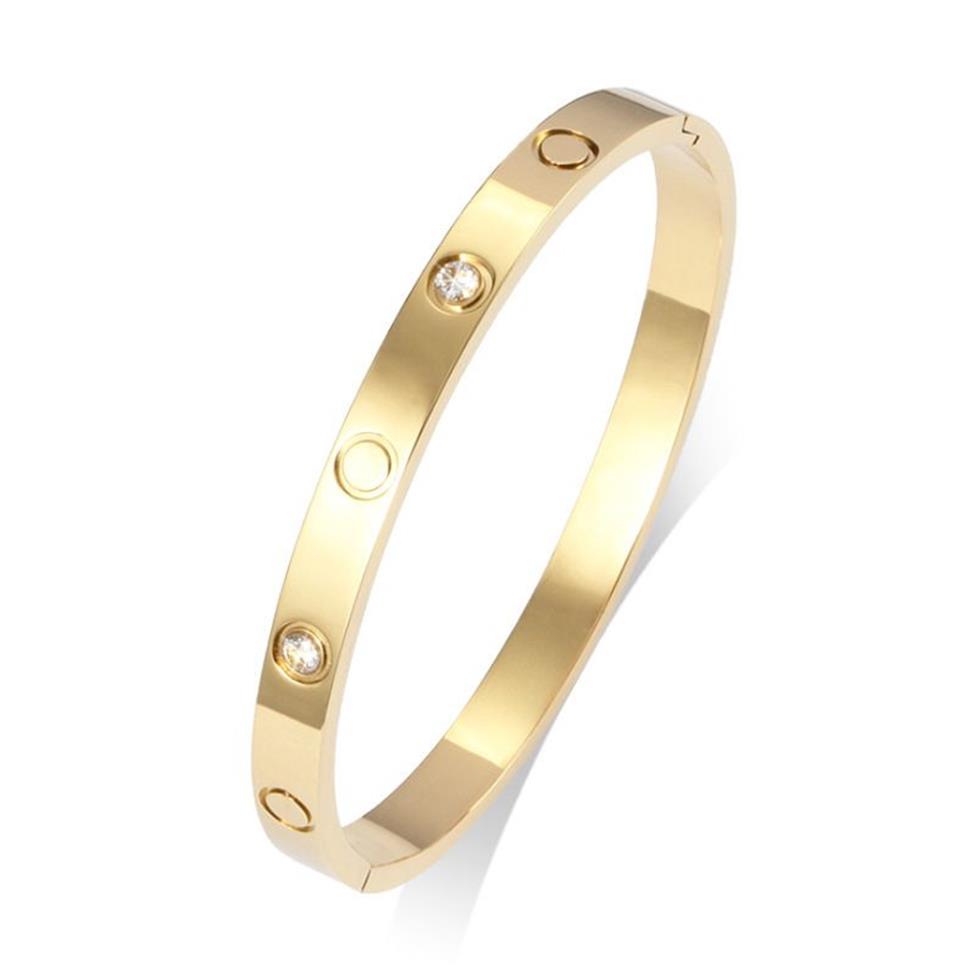 Joyería de moda Diseño de amor Brazalete Cierre de hebilla a presión Brazaletes Brazaletes Hebilla Brazalete de acero de titanio 316L con piedra For268E