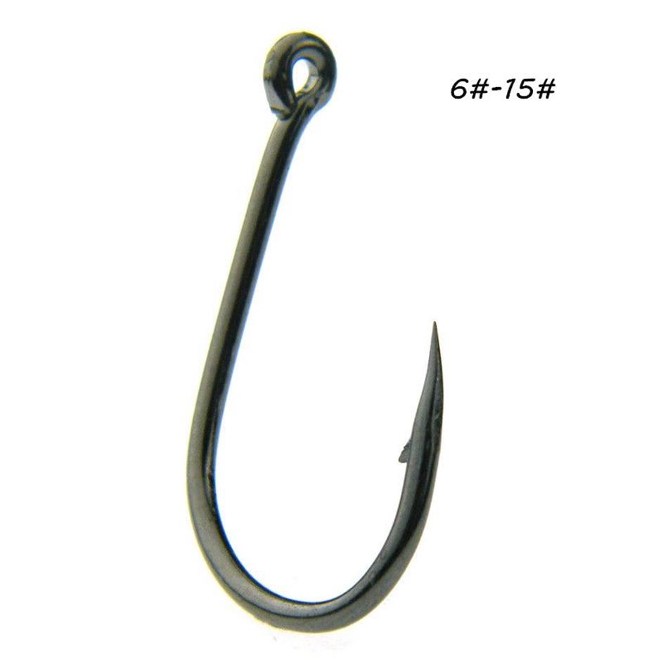 10 크기 6# -15# Black ISE Hook High Carbon Steel Sharbed Hooks Fishhooks Asian Carp Fishing Gear 1000 조각 W-10149V