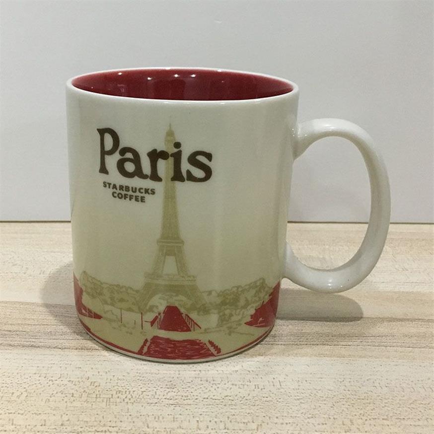 Tasse Starbucks City en céramique, capacité de 16oz, tasse à café classique, Paris City255K