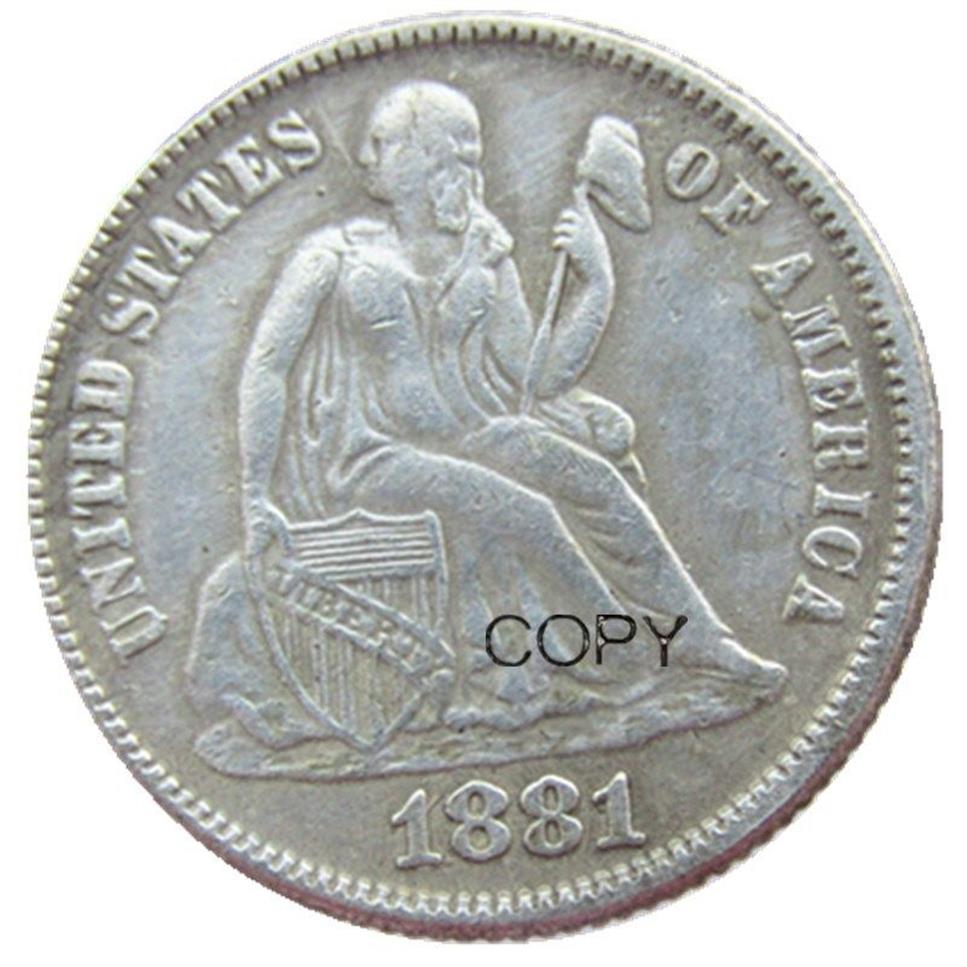 US Liberty Seated Dime 1881 P S Craft, copia chapada en plata, troqueles de metal, fábrica de fabricación 238z