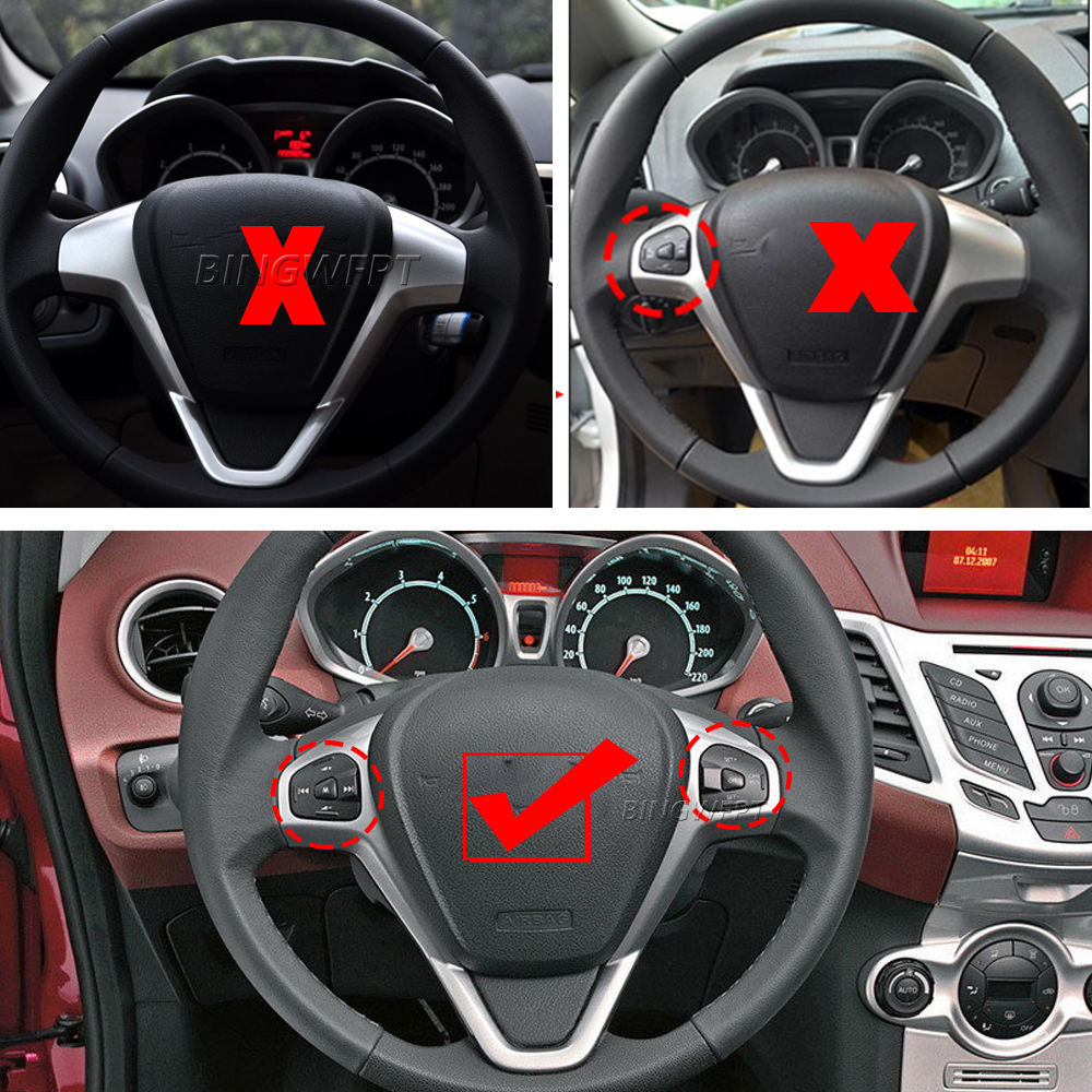 Bilfartygskontrollknapppanelens rattmodifierade ramtillbehör för Ford Fiesta MK7 MK8 ST ECOSPORT 2013 Ingen knapp