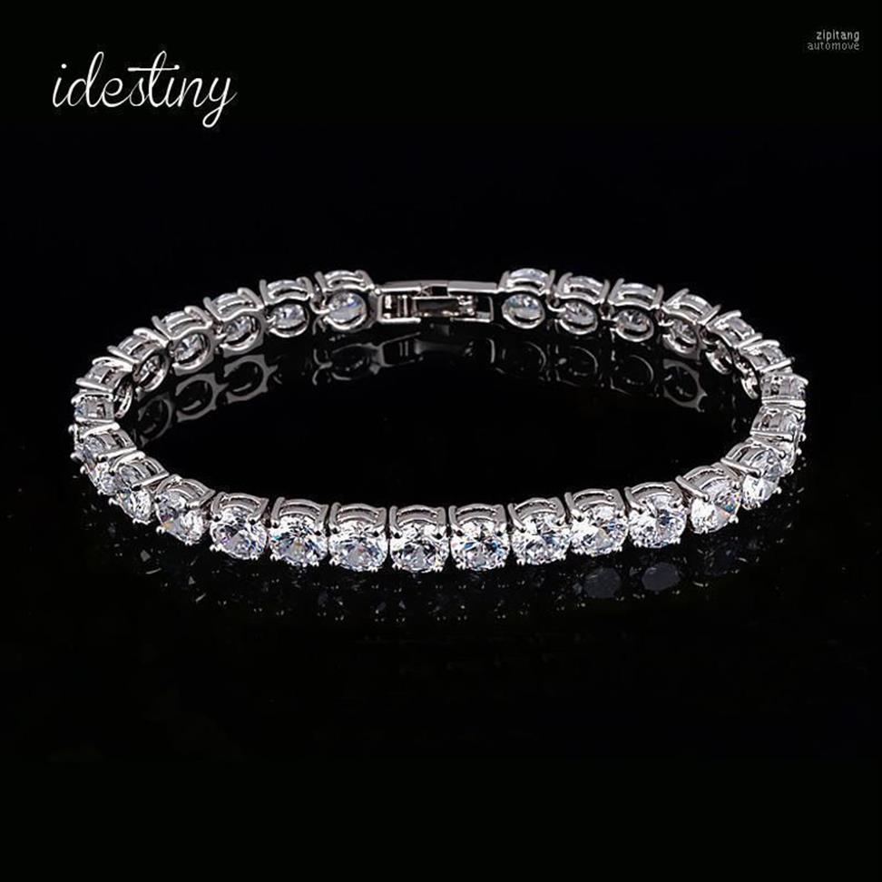 11 11 Bracciale tennis donna con ciondolo 6 mm rotondo zirconi cubici Pulseira gioielli da sposa classici Bracciale da donna1237q