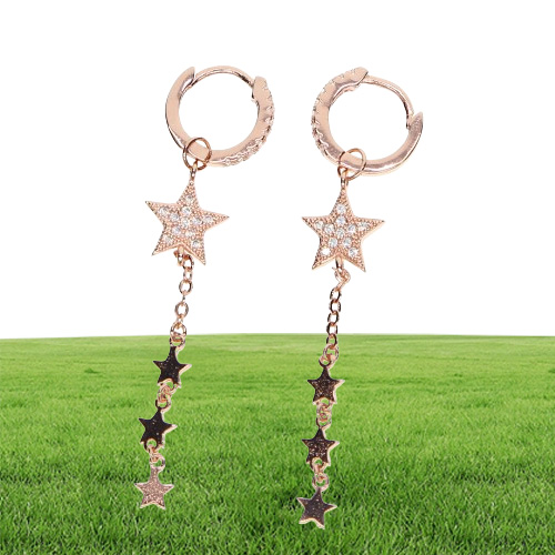 Nuovo Arrivo Star Star Placted Star Dangle Chain Star con CZ Hoop a due vie Usa la stella regalo di Natale Earring2801257