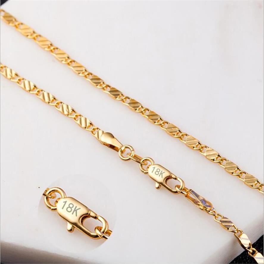 SMTCAT 2 мм тонкие женские и мужские ожерелья цвета золота 585 пробы Colar de Ouro звенья цепи 16 18 20 22 24 заводские J317O