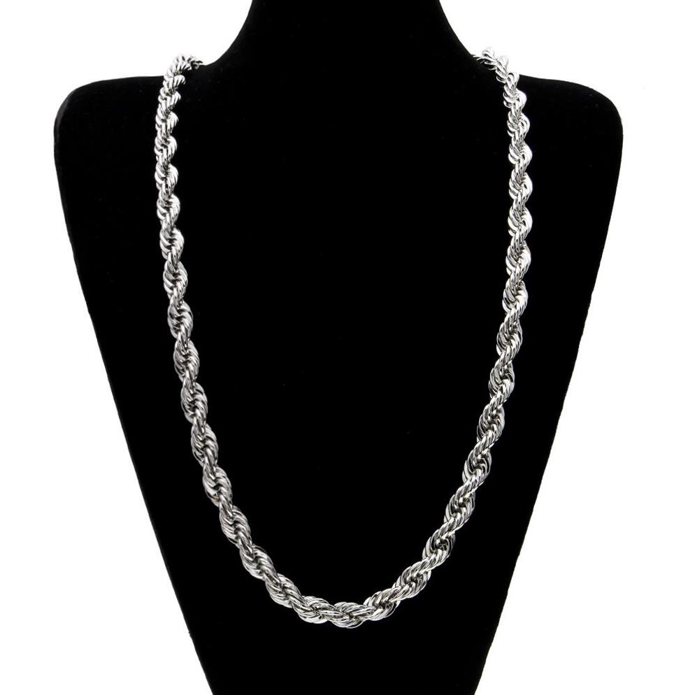 10mm Thick 76cm Long Solid Rope ed Chain 24K Gold Silver Plated Hip hop ed Heavy Necklace 160gram For mens275b