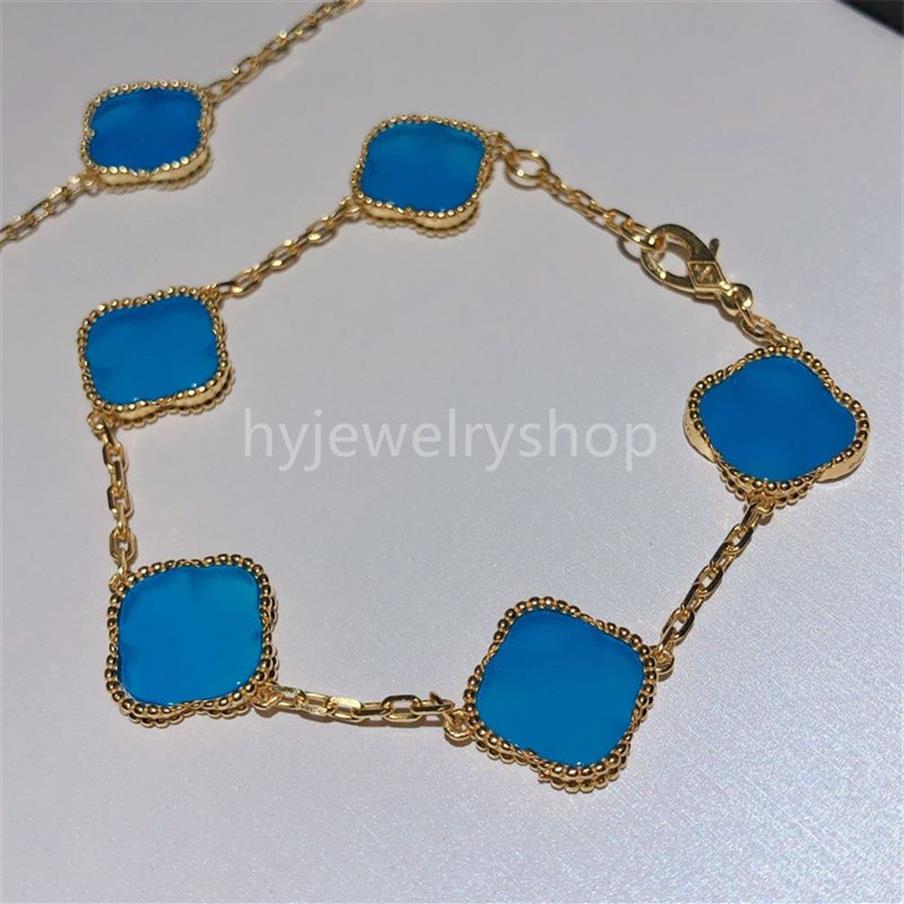 VAC Quadrifoglio Designer Collana pendente blu Collana in argento sterling di gioielli in oro 18 carati Bracciale Orecchino con perno Uomo Donna Ragazza266g