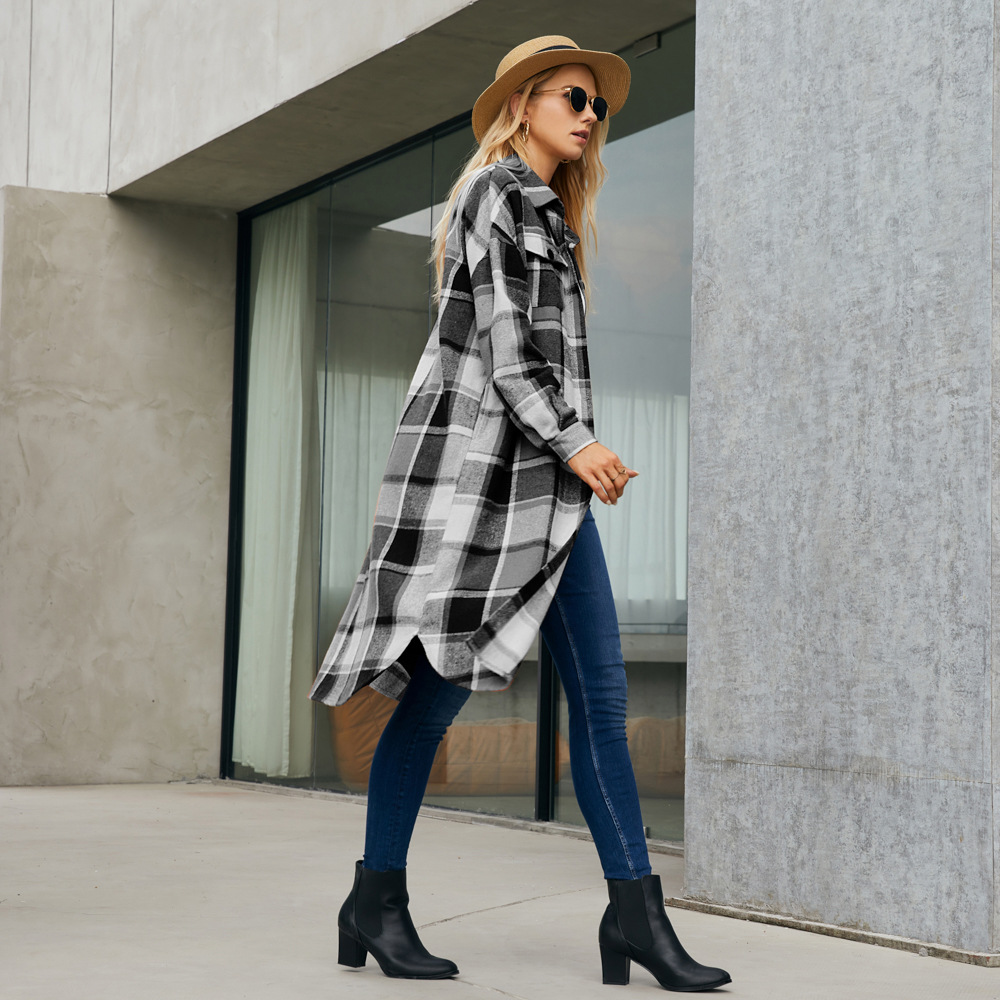 Giacca a vento moda donna taglie forti plaid nero bianco giacche donna cotone giacca allentata tweed piumino oversize donna trench