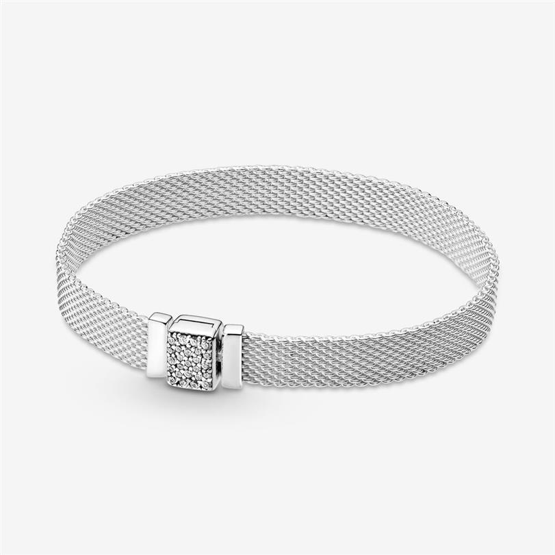 Echtes 100 % 925er-Sterlingsilber, Reflexions-Charm-Armbänder mit funkelndem Verschluss, passend für authentische europäische Anhänger-Charms für Damenmode, 241M