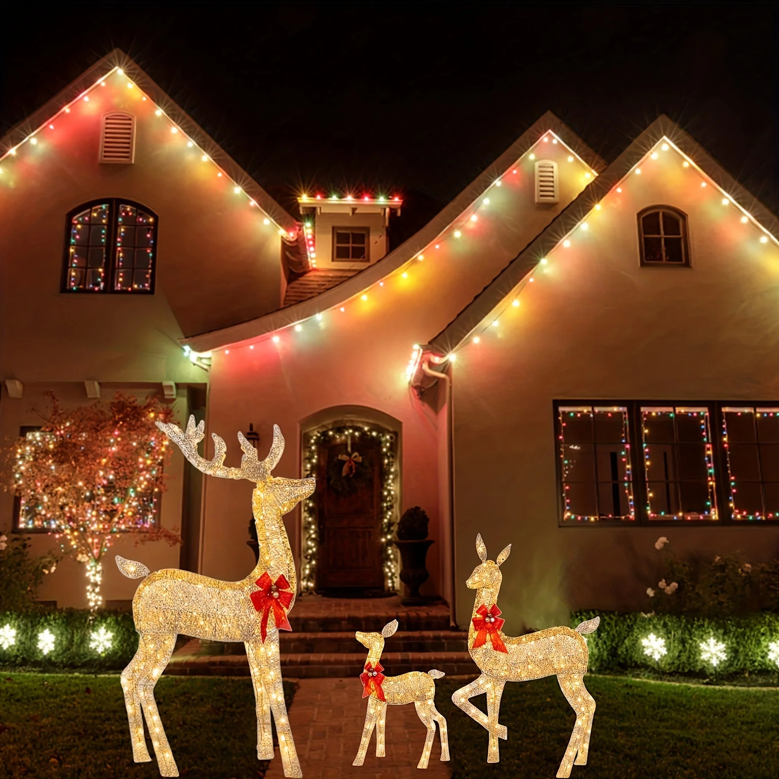 Christmas Decorations Deer Light With Button Battery Garden Party Holiday 231204