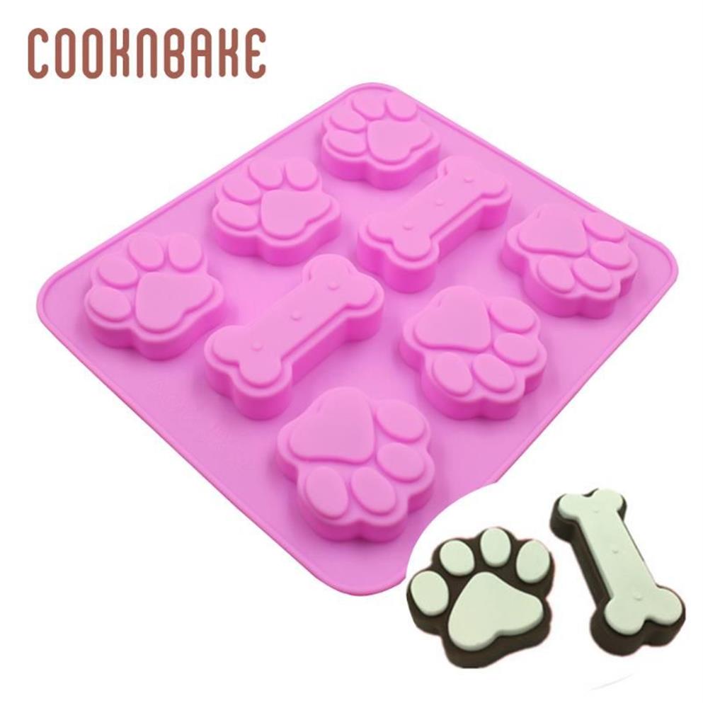 Moules de cuisson Cooknbake Silicone Moule pour gâteau Biscuit Pâtisserie Chien Bonbons Chocolat Moule Os Forme Résine Glace Jello Pain Form204K