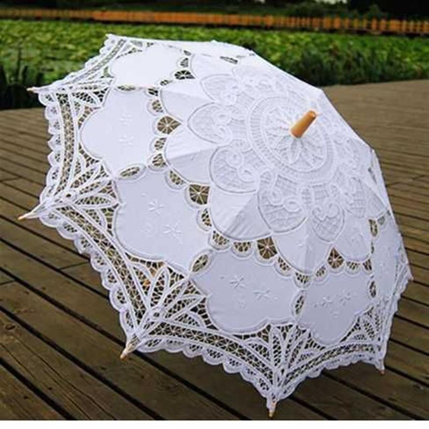 Ombrello parasole in pizzo Ombrello da sposa Ombrello elegante in pizzo Ricamo in cotone Avorio Battenburg H1015197u