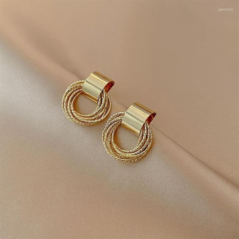 Stud Oorbellen Dames Eenvoudige Gouden Kleur Vintage Kleine Cirkel Kwastje Piercing Voor Vrouw Ongebruikelijke Koreaanse Charme Oor Jewelry2552