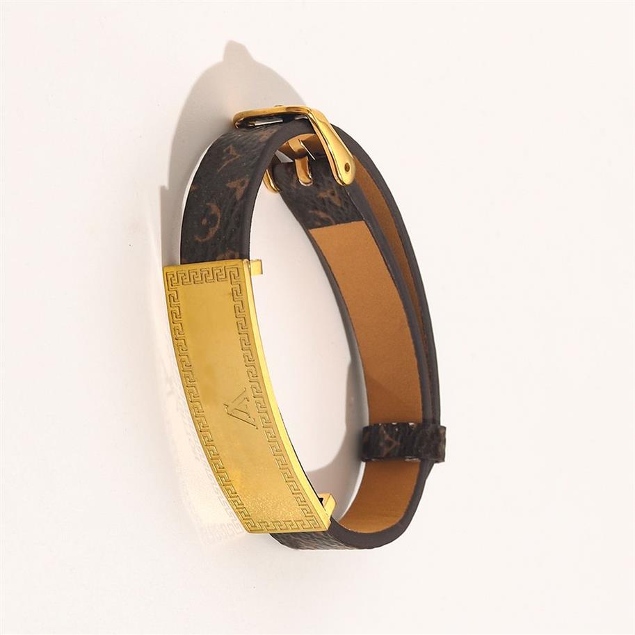 2022 New Fashionable Bracelets Women Bangle Designer Jewelry Faux Leather 18K Gold Plated Stainless steel Bracelet Womens Wedding 283x