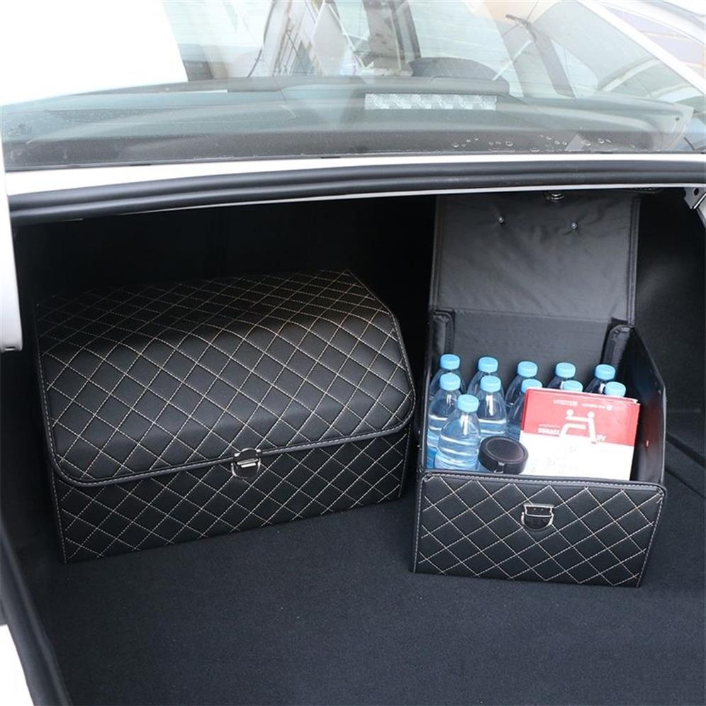 PU Leather Car Trunk Storage Box أعلى درجة منظم منظم قابلة للطي السيارات تخزين الترتيب لسيارة سيدان SUV MPV 220402262E