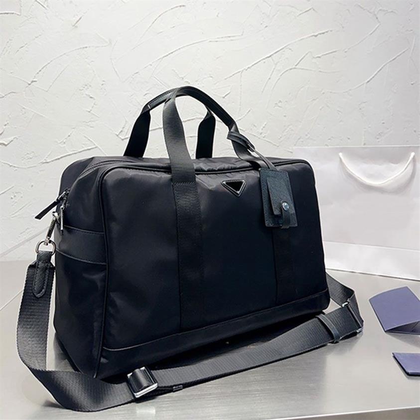 Bolsa de Nylon Duffel à prova d'água de 43cm de grande capacidade para bolsas de ombro de letra de moda Triângulo Bolsas de bagagem de bagagem homens esportes femininos trave207z