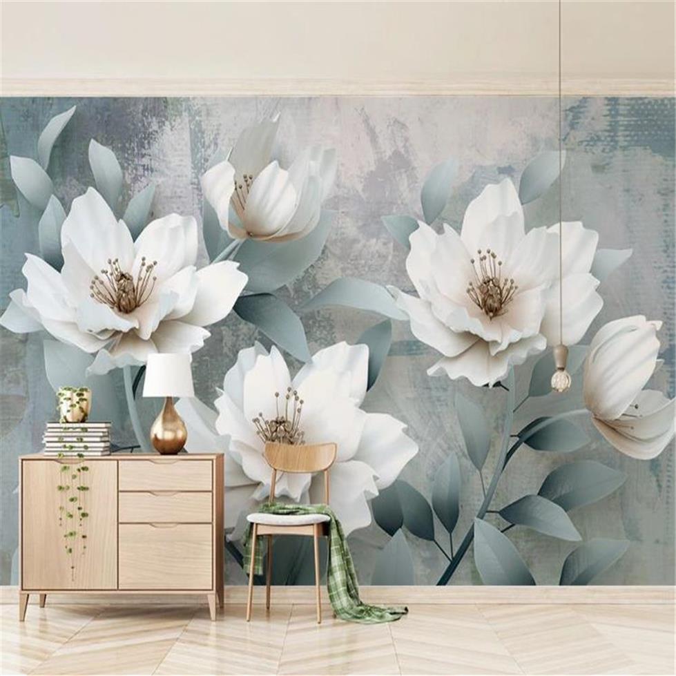 Blumentapete für Wände, einfache Retro-Prägung mit Blumen, personalisieren Sie Ihre Lieblings-Premium-Atmosphären-Innendekorations-Tapete266I