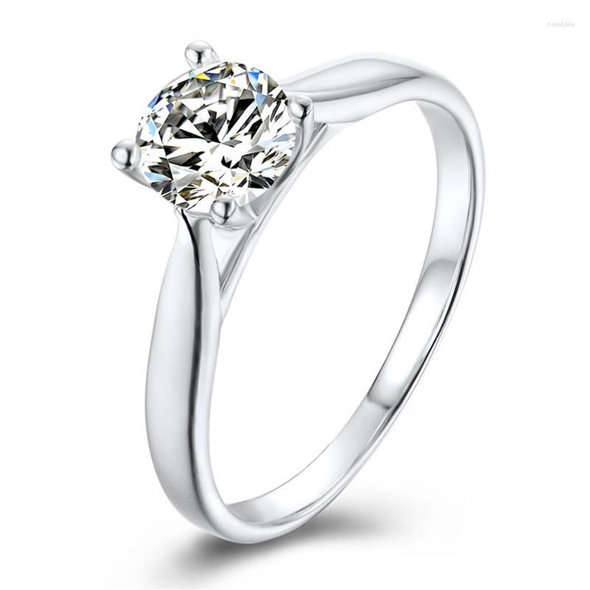 Pierścienie klastra anziw cztery zębów 925 srebrne moissanite diamond 5 mm Solitaire okrągły ślub zaręczyny Kobiety biżuteria 286m
