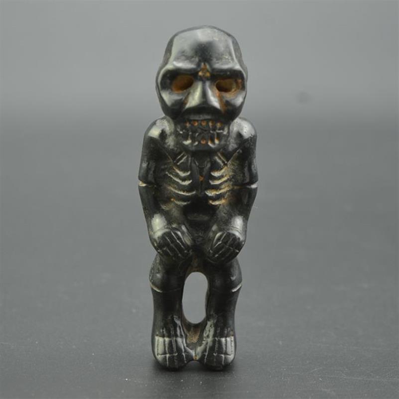 Oude Jade en Oude Jade Cultuur Meteoriet Sculptuur Skelet en Man Standbeeld Hanger279p