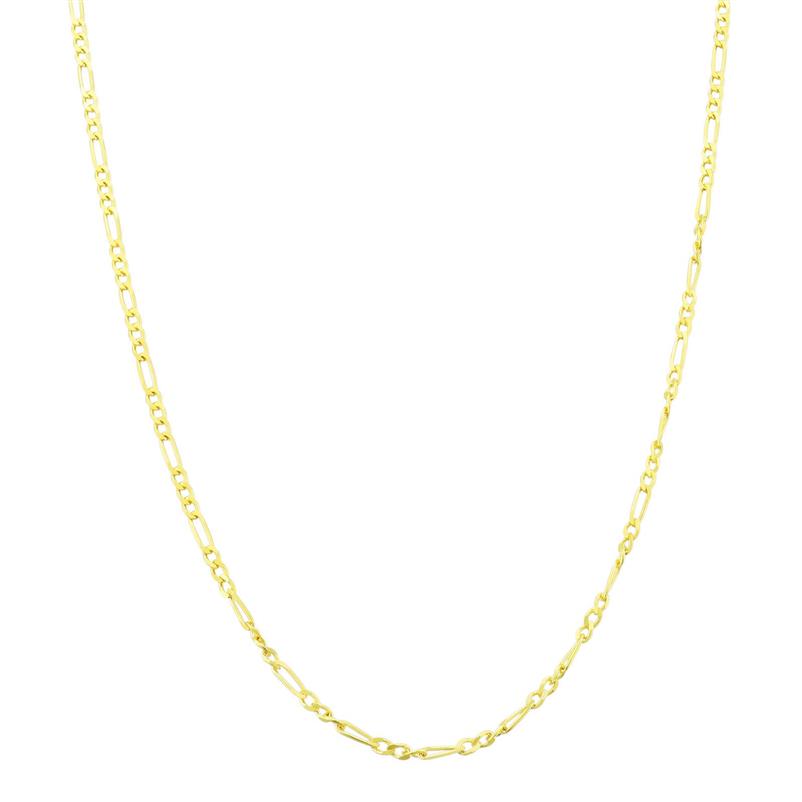 Collana a maglie a catena Figaro da donna sottile in oro giallo 14 carati massiccio 2 mm 18 253D