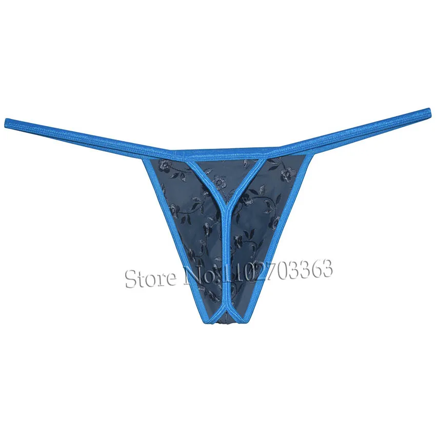 Men Mini Pouch Jockstrap Thong Embroidery Micro Bikini String Spandex Hombre Bikini Sissy Underwear Shorts Pants