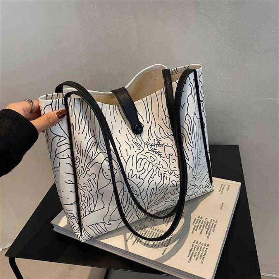 Avondtassen Fashion Art Pattern Tote 2022 Nieuwe handtassen voor vrouwen schouder eenvoudige ontwerper top staal winkelen 220416196FF