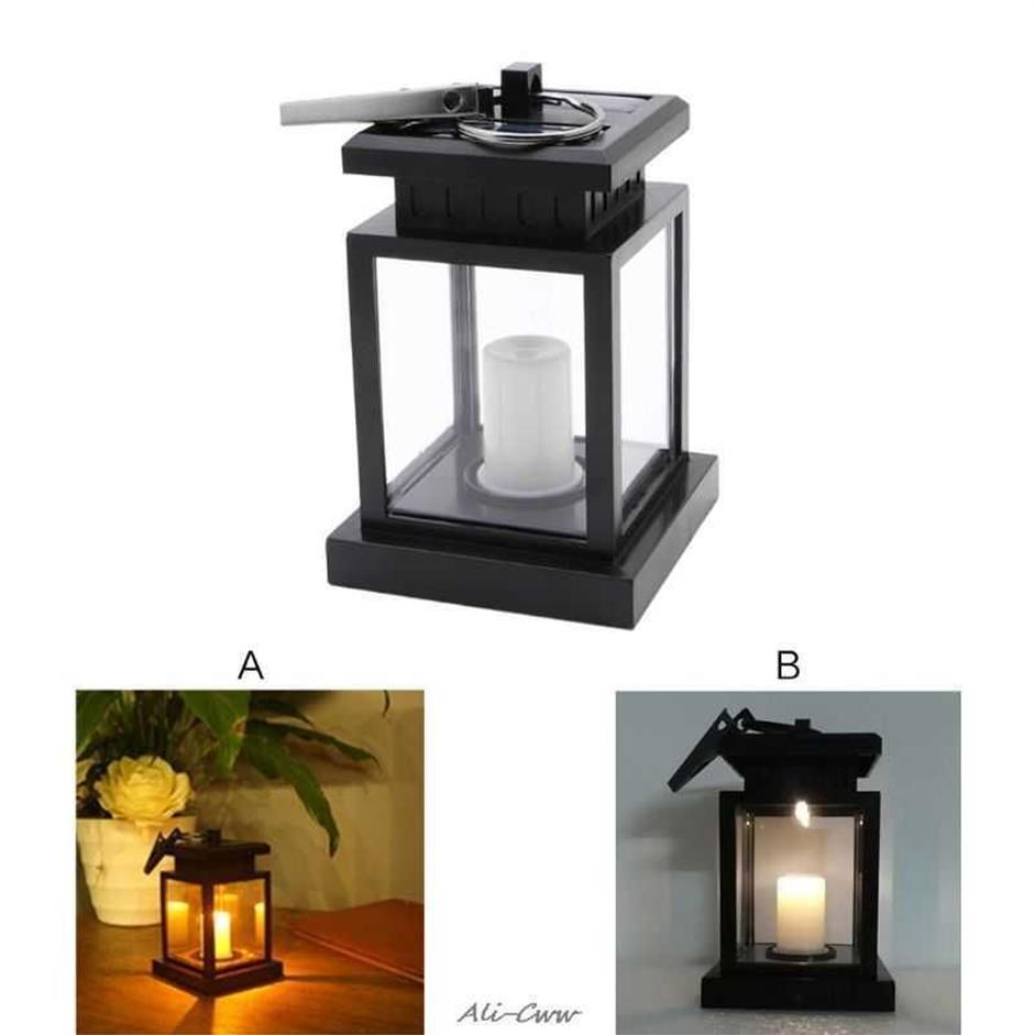 Lanterna de mesa com luz de vela LED movida a energia solar para jardim ao ar livre H0909220h
