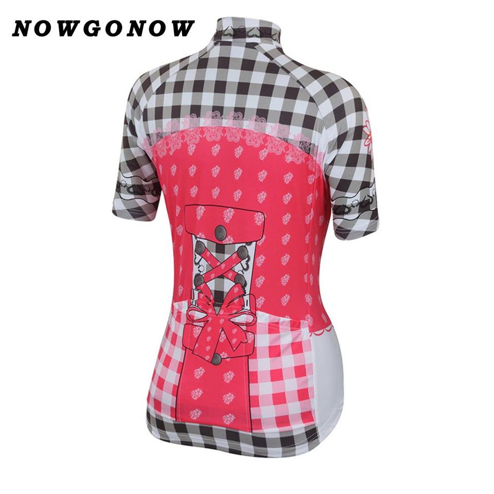 Femmes cyclisme maillot ensemble jolies fleurs grille rose vêtements vélo porter fille dame pro route montagne Triathlon NOWGONOW gel pad bavoir sh275s