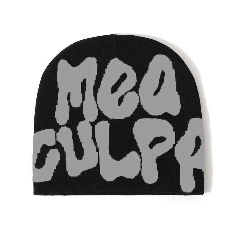 Beanie/Skull Caps Nieuwe Breien Mutsen Hoed Mannen Vrouwelijke Paragraaf Print Kwaliteit Cap Mea Culpa Y2k Warm Fashion Honderd Take Cold Cap voor Vrouwen HatsL23125