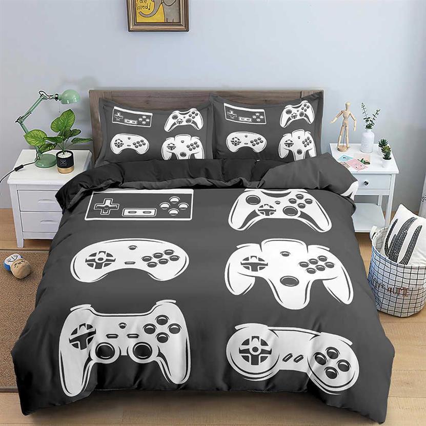Teenager-Videospiele-Bettbezug-Set, King-Size-Gamepad-Controller-Bettwäsche für Kinder, Jungen, Mädchen, Jugendspiel 210615231y