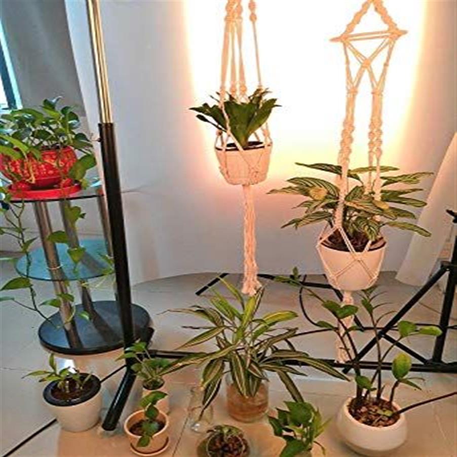 Macrame Plant Hanger مصنوعة يدويًا منسوجة من القطن الحائط جدار شنقا سلة زارع لصالح حديقة داخلية في الهواء الطلق شرفة C187O