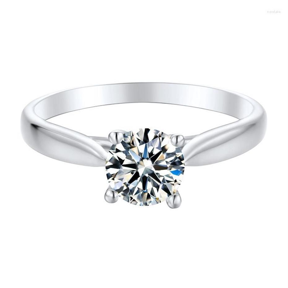 Pierścienie klastra anziw cztery zębów 925 srebrne moissanite diamond 5 mm Solitaire okrągły ślub zaręczyny Kobiety biżuteria 286m