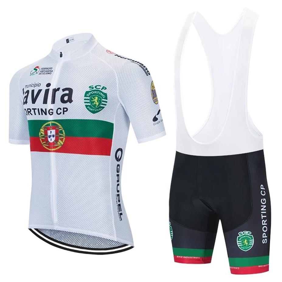 2022 팀 Tavira 짧은 슬리브 사이클링 저지 19D 패드 바지 슈트 남자 여름 MTB Pro Bicycling Shirts Maillot Culotte Wear236L