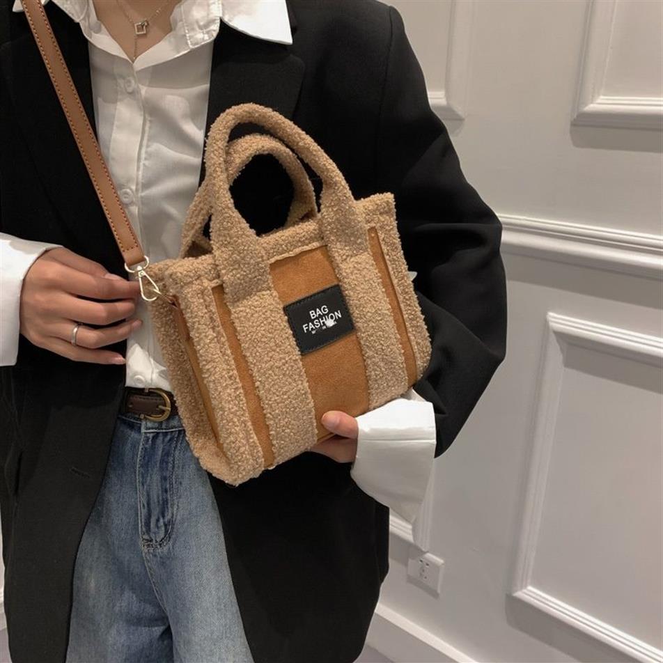 Borsa tote autunno e inverno Nuova borsa in cashmere di agnello Borsa a tracolla singola da donna251H