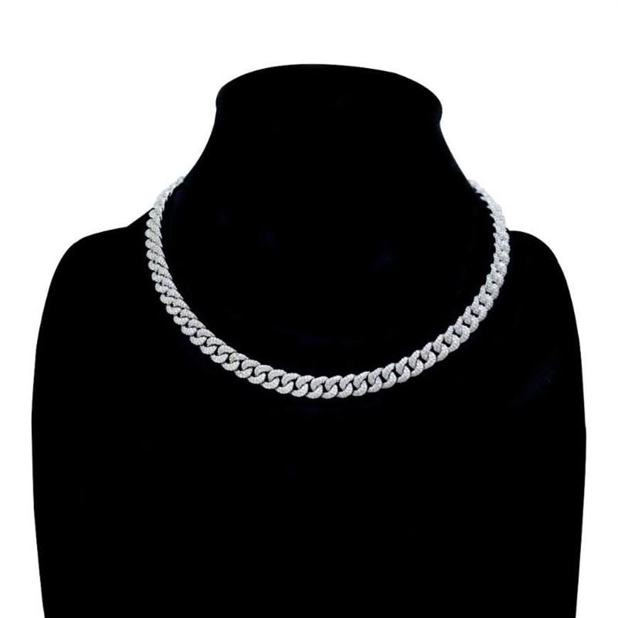 Iced Out Bling 8mm CZ Miami Cuban Link Chain Choker Necklace For Women Micro Pave Women Jewelry2756