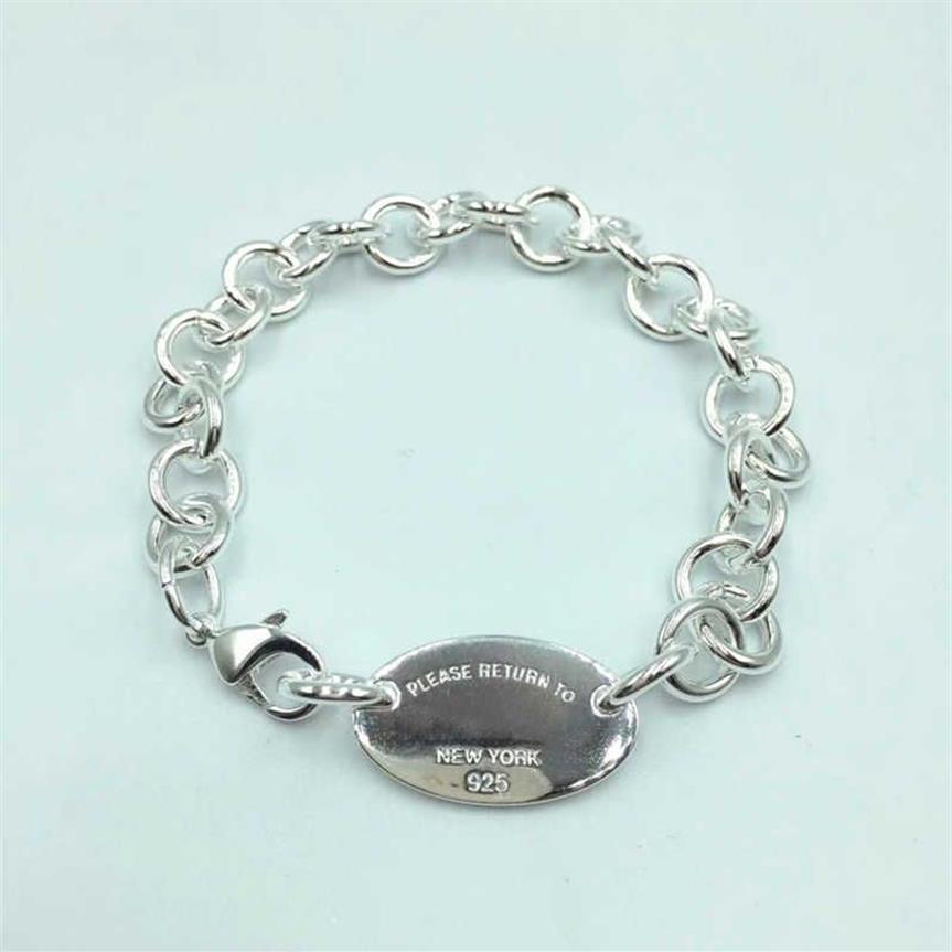 T S925 Sterling Silver Oval Pendant Exclusive Bracelet Original High Quality Jewelry Lovers Wedding Valentine Gift195g