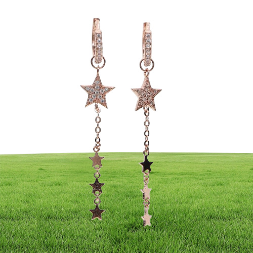 Nuovo Arrivo Star Star Placted Star Dangle Chain Star con CZ Hoop a due vie Usa la stella regalo di Natale Earring2801257