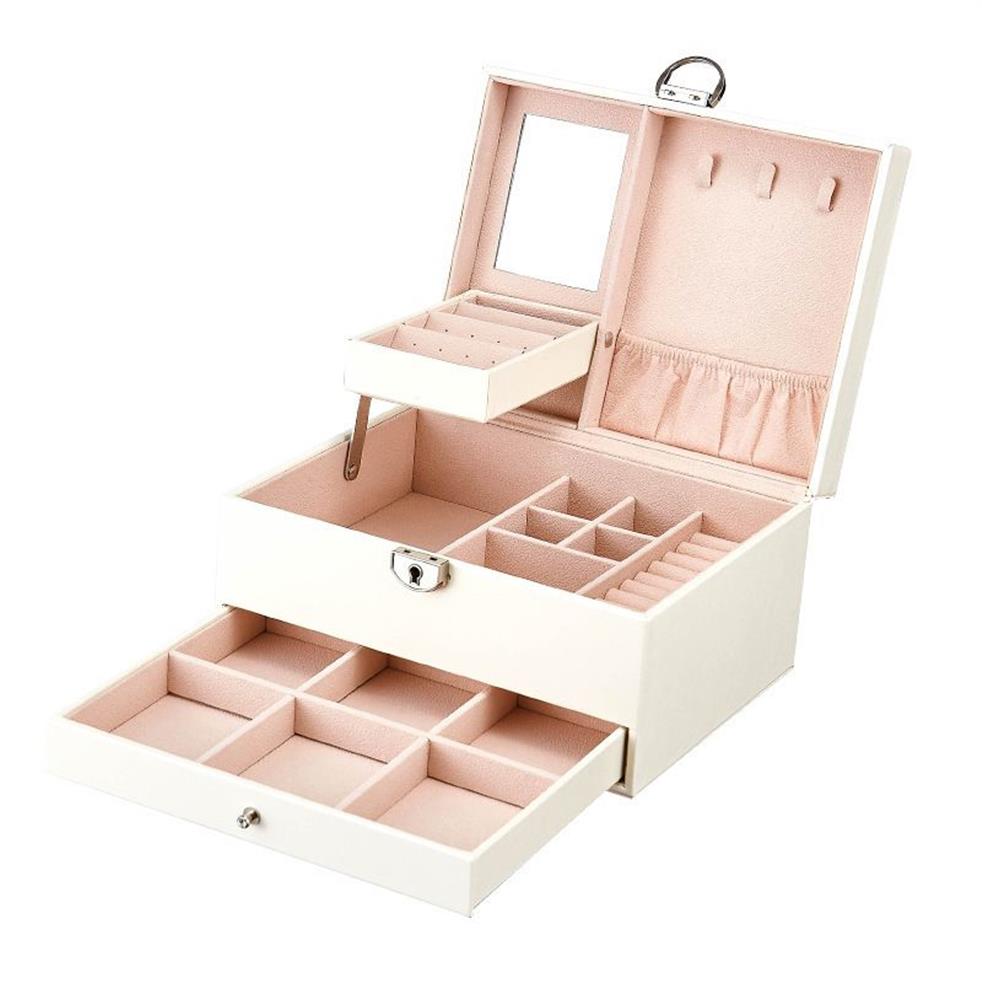 JUELEE MULTIFUNCTION STORAGE BOX LEATHER JEWELRYオーガナイザーマルチレイヤージュエリーディスプレイJoyeros Organizador De Joyas T1906292810