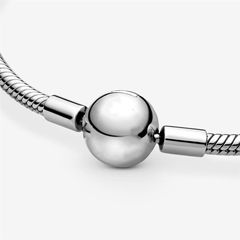 Nowe momenty 925 Sterling Srebrny klasyczny elegancki łańcuch węża Bransoletka Fit Authentic European Dangle Charm for Women Fashion Diy Jewel267T