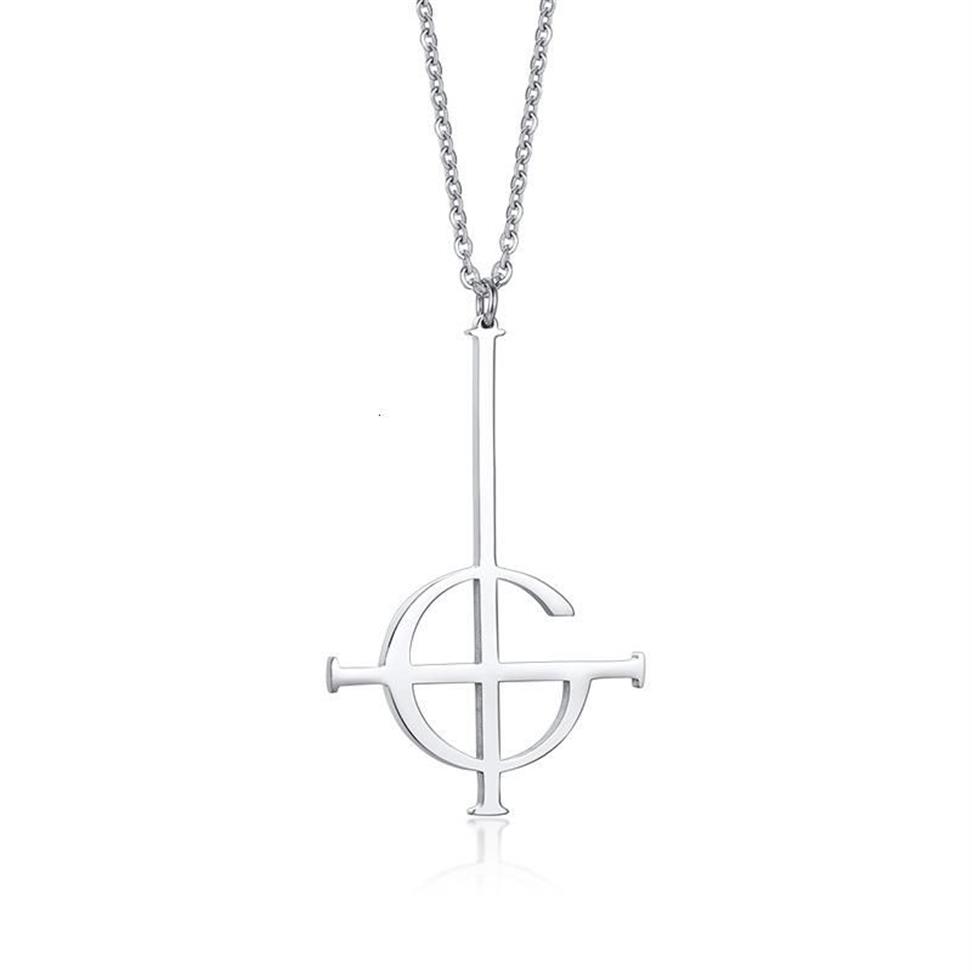 Chaînes Silve Cross Ghost BC Nameless Ghoul Collier Pendentif Grucifix Papa Emeritus Patch Femmes Hommes En Acier Inoxydable Bijoux226c