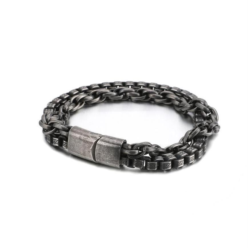 Link Chain Man Jewlery armbanden winkel 220 11 mm roestvrij staal retro zwarte zwarte laag laag armband mannen JB119218-kfc326m